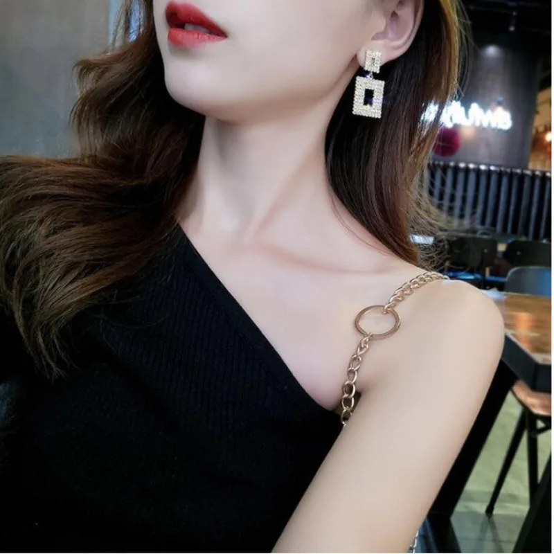 Модные геометрические серьги с кристаллами для женщин модные квадратные круглые