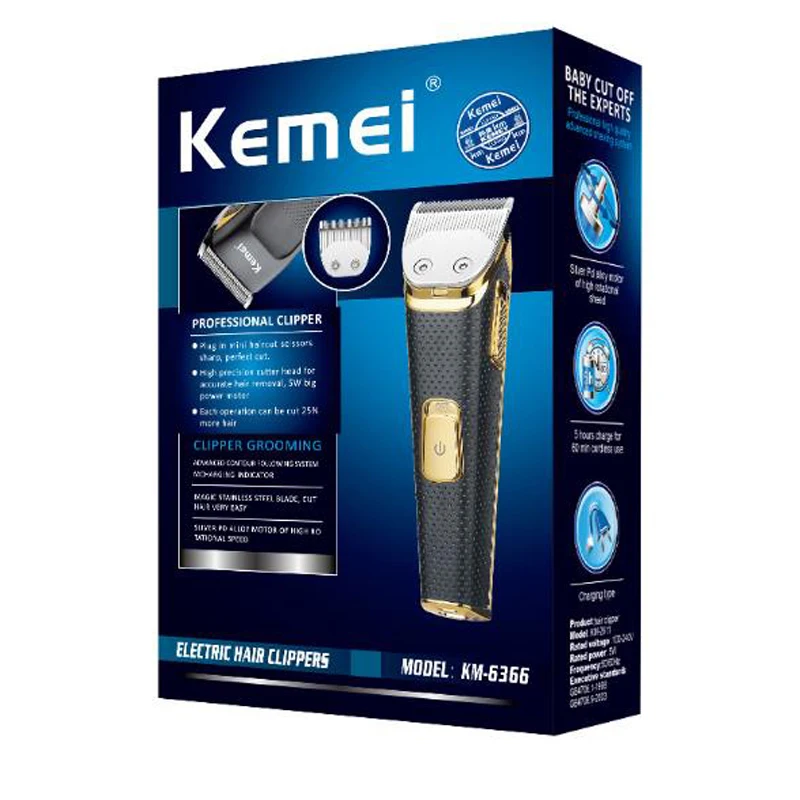 

Kemei KM-6366 professional engraving carbon steel cutter head with anti-slip stripe USB rechargeable engraving hair clipper