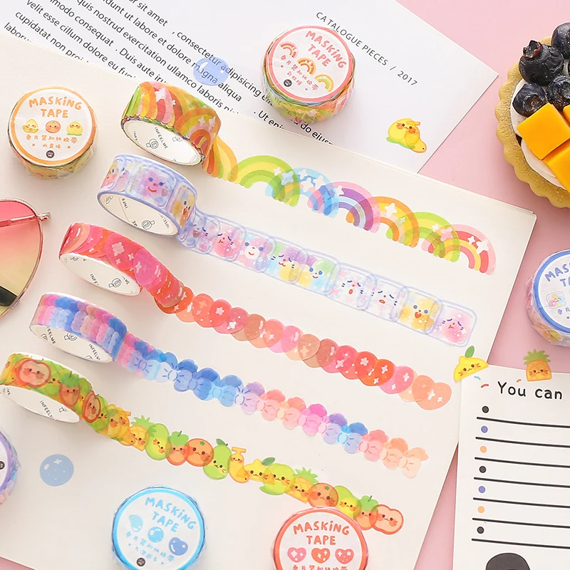 100 шт/1 рулон милые фрукты Радуга Kawaii Мини-наклейка украшение васи Лента Сделай