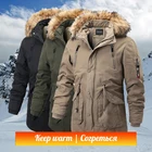 Мужская повседневная длинная куртка с воротником из искусственного меха, Зимняя Толстая парка с капюшоном и карманами, мужская верхняя одежда, водонепроницаемая парка, 2022