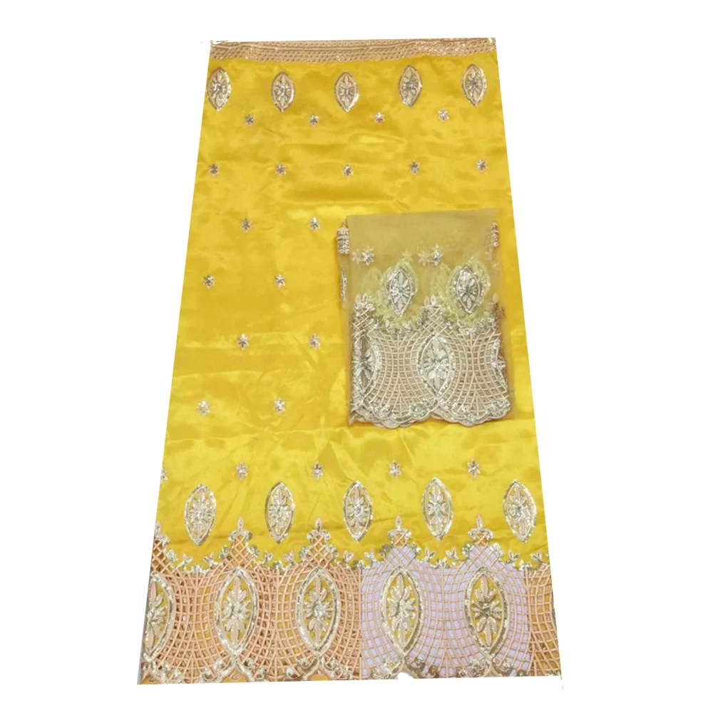 5 ярдов шелк ущелье кружева с 2 геле ткань для африканского платья индийский ткани