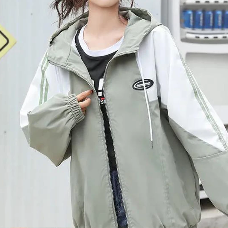 Женская куртка с капюшоном Повседневная Базовая Свободная на молнии длинными