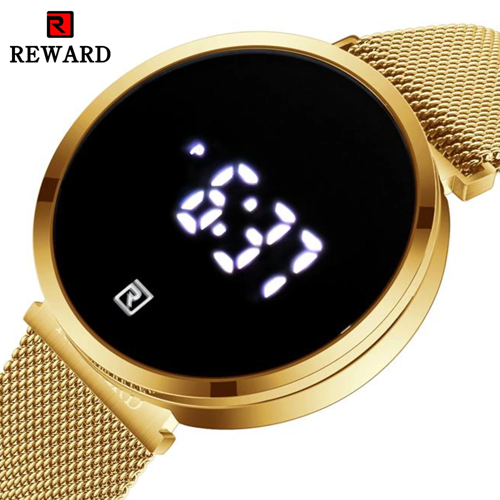 

Награда черный золотой сенсорный экран кварцевые наручные часы из нержавеющей стали с сеткой мужские часы светящиеся водонепроницаемые ча...