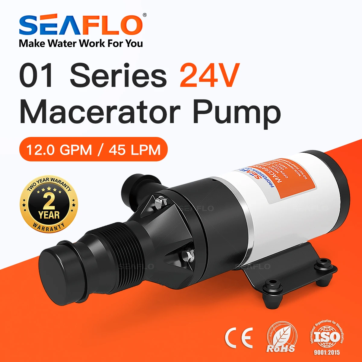 SEAFLO измельчитель отходов водяной насос 24V 12 диаметр разбрызгивателя: анти сабо