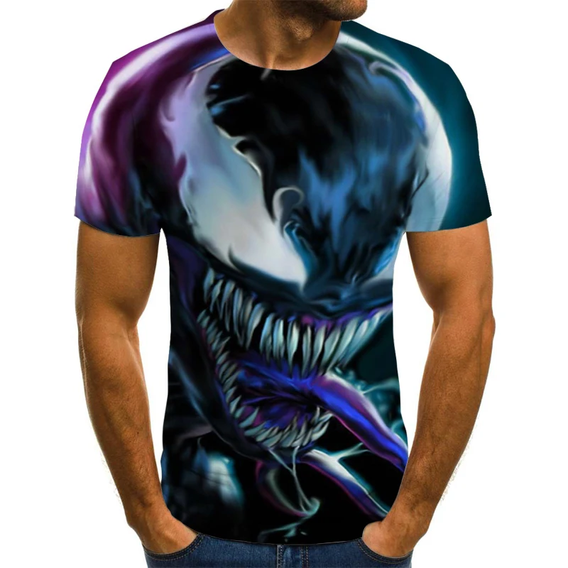 

2021 Spring New 3D Film Printed Venom Men's and Women's Short Sleeve Fun T-shirt