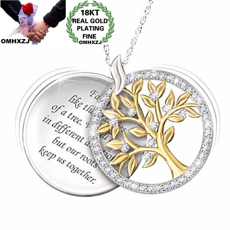 Ожерелье OMHXZJ из белого золота с фианитом 18 карат | Украшения и аксессуары