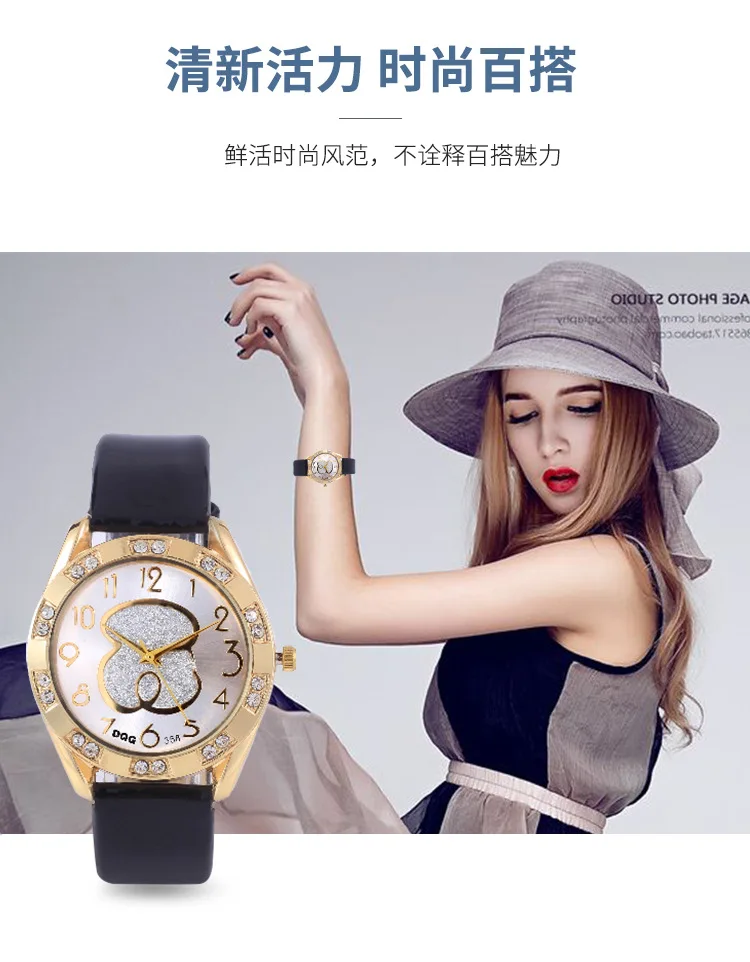 

Fashion Ladies Quartz Watch Ladies Watch Analog Leather Strap Dress Accessories Diamond Silver Pink Dial Quartz Watch