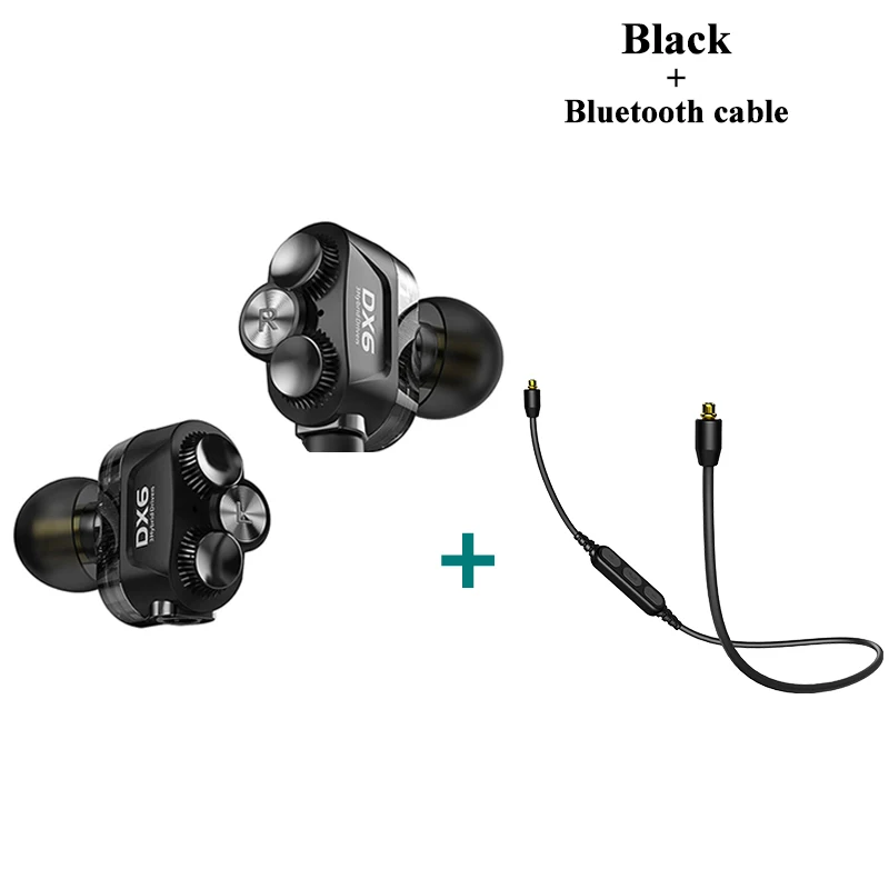 Plextone DX6 bluetooth наушники три единицы 3,5 мм наушники-вкладыши спортивные стерео Бас HIFI Проводная гарнитура с кабель MMCX для Xiaomi - Цвет: Black with Bluetooth