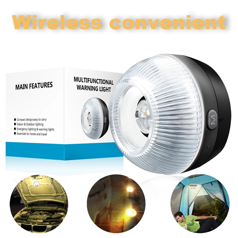 

For Emergency Lighting 1pc Multi-functional Traffic Safety Light 3 Modes Car Warning Light Indoor Outdoor Flashlights Mayitr