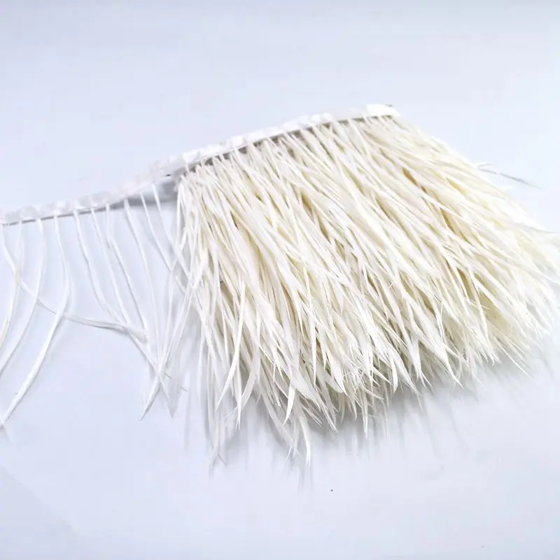 white 1 м кожа розовый гусиные перья отделка бахрома швейная одежда 6-" DIY натуральные волосы перья ленты вечерние свадебные украшения - Цвет: white