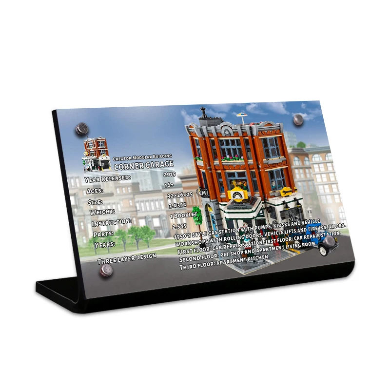 

The Acrylic Display Description Stand Brand for Creator Expert Corner Garage 10264 Friends Building Blocks
