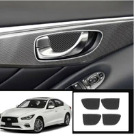 fit for infiniti q50 q60 2014 2020 carbon fiber interior door bowl cover trim 4pcs car accessories