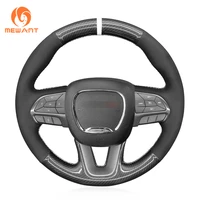 mewant black suede pu carbon fiber steering wheel cover for dodge challenger dodge charger 2015 2021 dodge durango 2018 2021