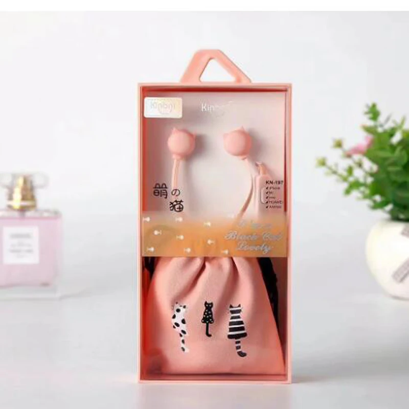 pink B «Рюмочка»; стильная футболка с изображением персонажей видеоигр наушники "Кошка" красочные наушники-вкладыши 3,5 мм наушники-пуговки мини-сумка для хранения микрофоном для телефона PC MP3 девочки; дети Детский подарок - Цвет: pink B