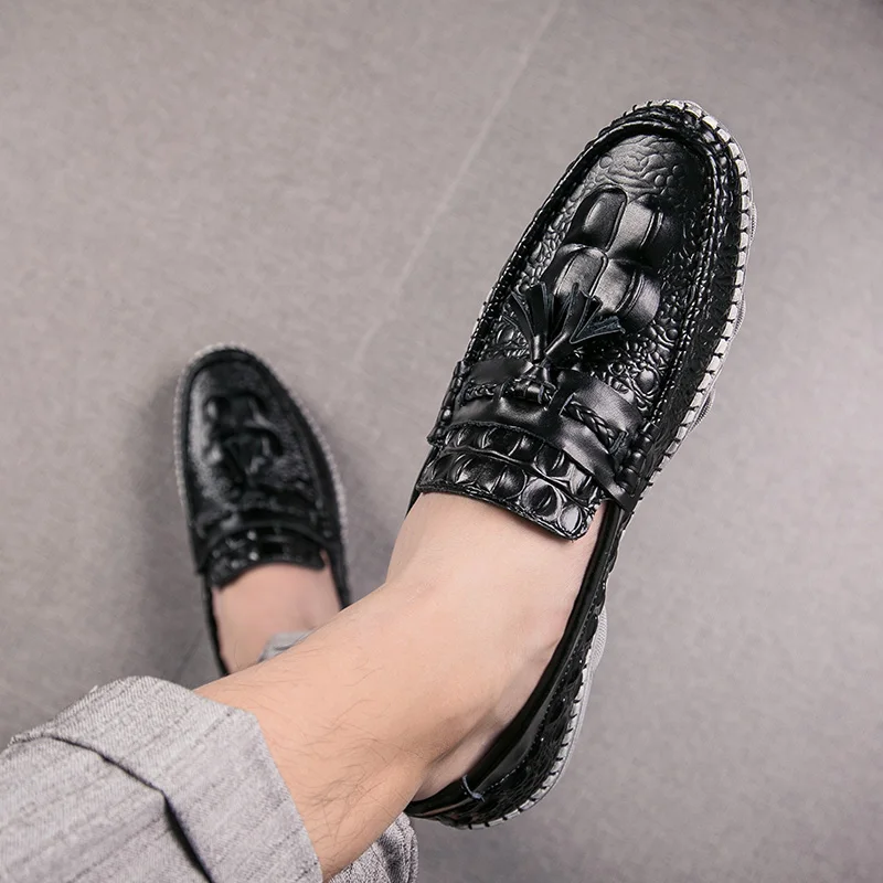 Мужская повседневная обувь с крокодиловым лицевым покрытием Роскошная