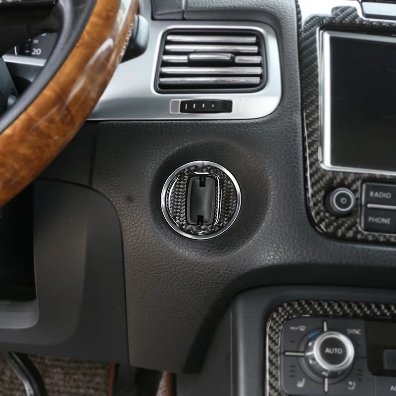 Интерьерная наклейка из АБС углеродного волокна Стайлинг автомобиля кольцо с