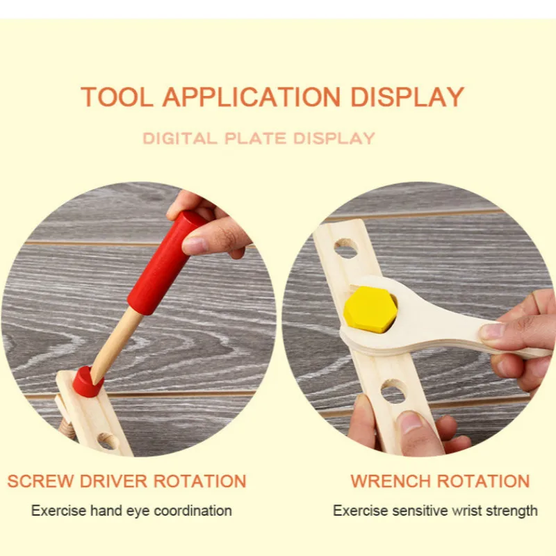

New Wooden Children's Toolbox Disassembly Screw Nut Combination Educational Toy Repair Tool Simulation Play House