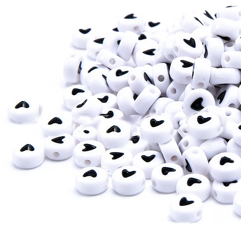 Небольшой заказ 100 шт. 4*7 мм плоские круглые акриловые бусины в форме сердца