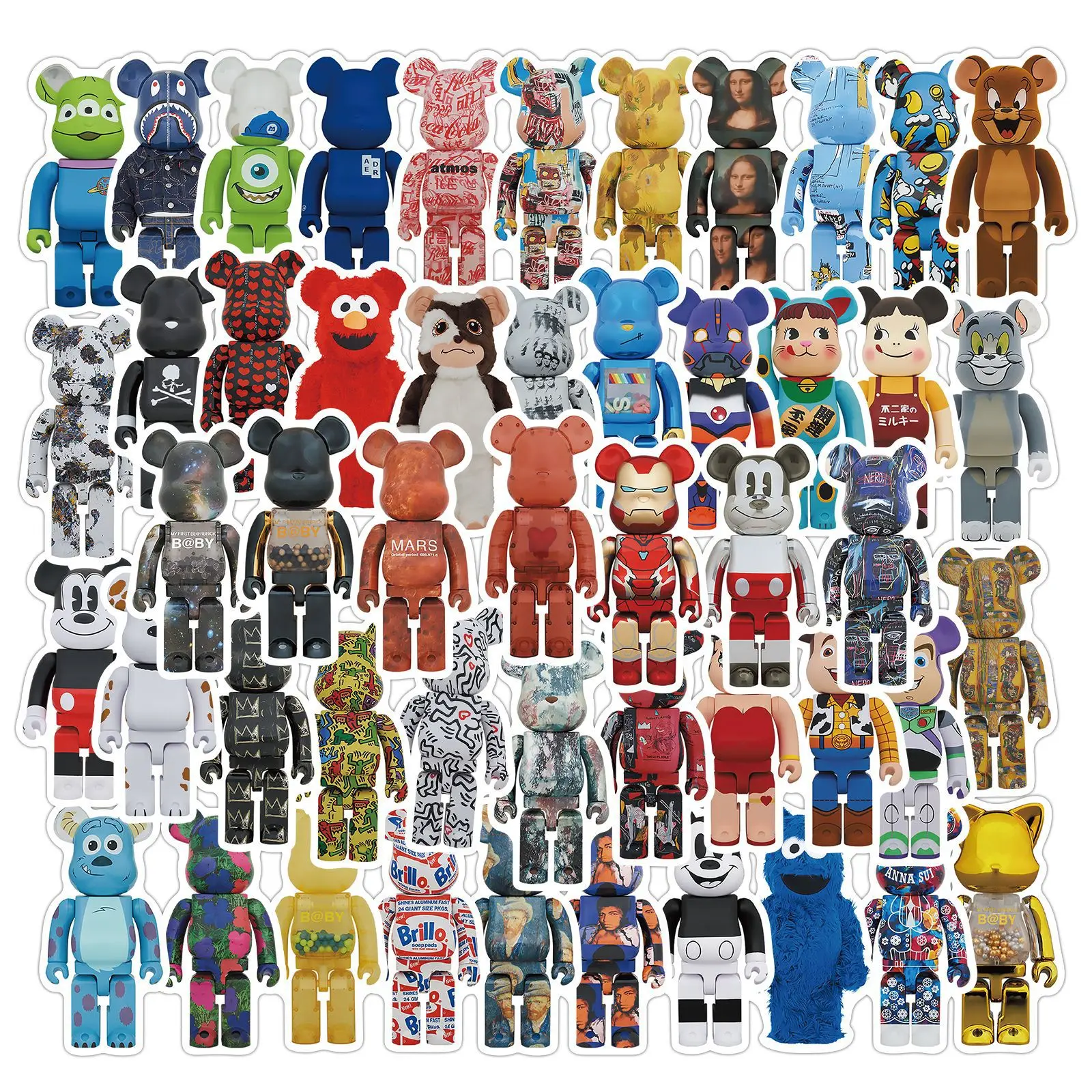 

50pcs bearbrick stickers DIY Notebook skateboard phone Luggage Laptop Refrigerator Motor Waterproof Graffiti stationery stickers