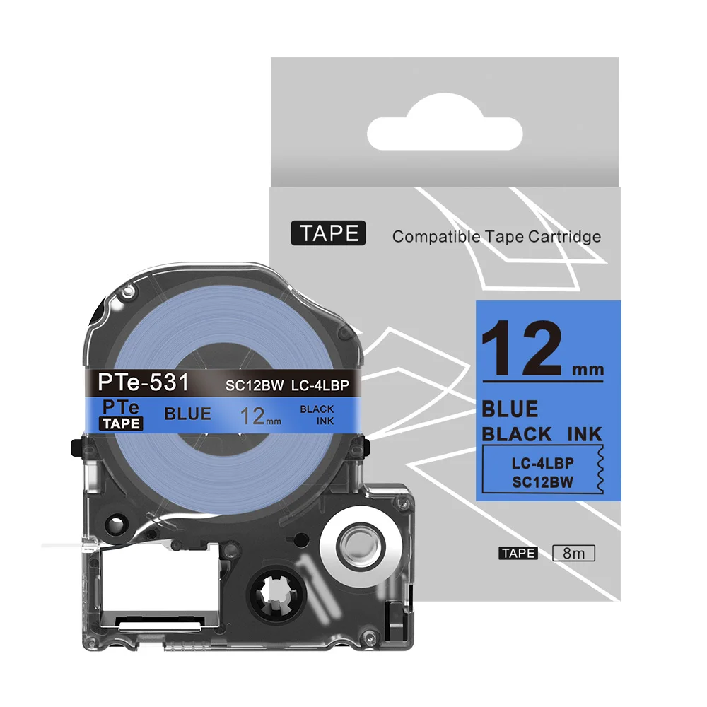 Black On Blue 1 шт. SS12KW 12 мм черный на белом Labelworks Tepra лента для маркировки kingjim LC лента для Tepra Pro SR150 lw 400 lw 700 - Цвет: Black On Blue