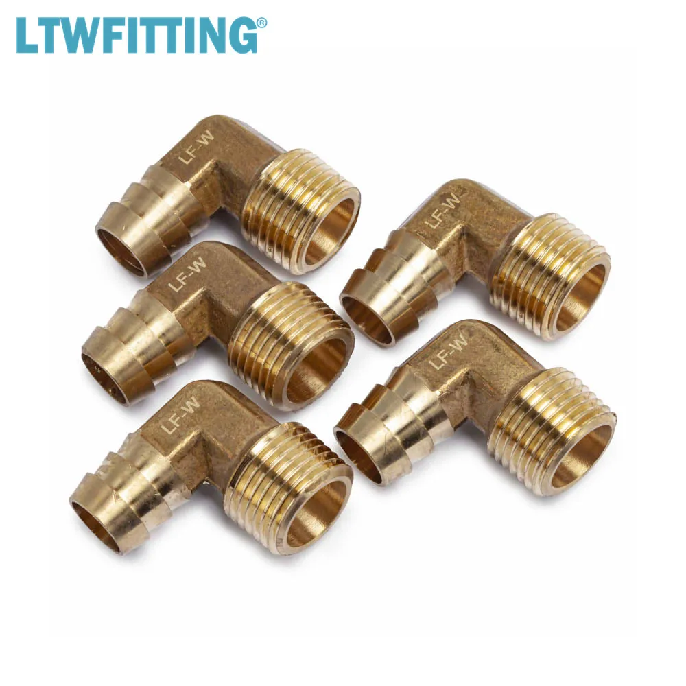 LTWFITTING 90 Deg локоть латунный Барб фитинг 5/8 &quotшланг x 1/2&quot резьба NPT &quotпапа&quot
