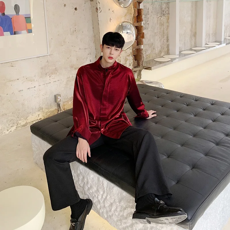 Мужская рубашка с длинным рукавом Повседневная для мужчин и женщин поясом