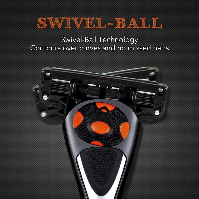Фото Бритва для мужчин Qshave Black Spider, 6 лезвий, можно нарисовать ваше имя на ручке Wing ball (1 шт., 2 шт., Германия, X6 лезвий) №2