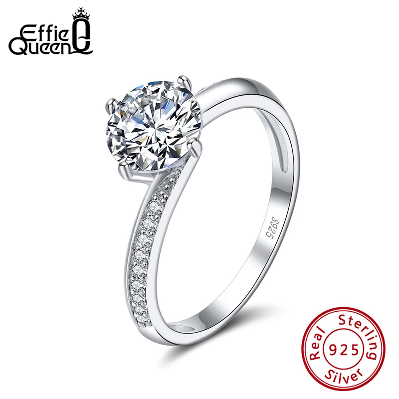Effie Queen модный роскошный Обручение кольца 925 пробы Серебряные с AAA циркон для Для