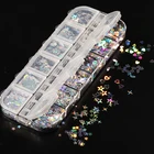 12 сеток Серебряная серия Разноцветные Блестки для ногтей хлопьев Переливающаяся бабочка пудра для ногтей украшения для ногтей дизайн наклейки