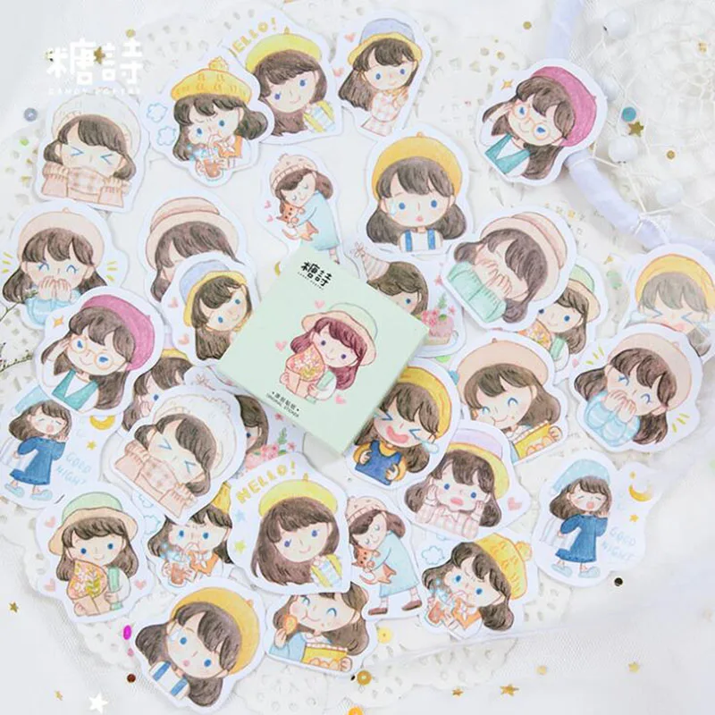 

45pcs / Box Cute Soft Cute Girl Boxed Sticker DIY Decoration Japanese Diary Scrapbook Album Children'S Stationery Gift