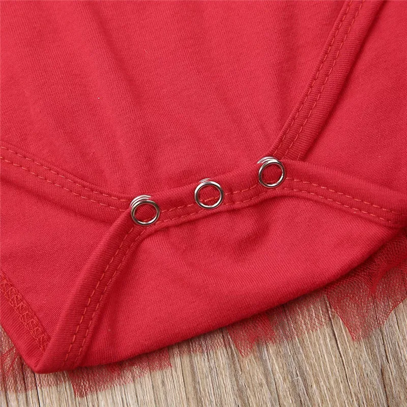 

Christmas baby dress Newborn Infant Santa Baby Letter Romper Christmas Dot Mesh dress Clothes #4O22