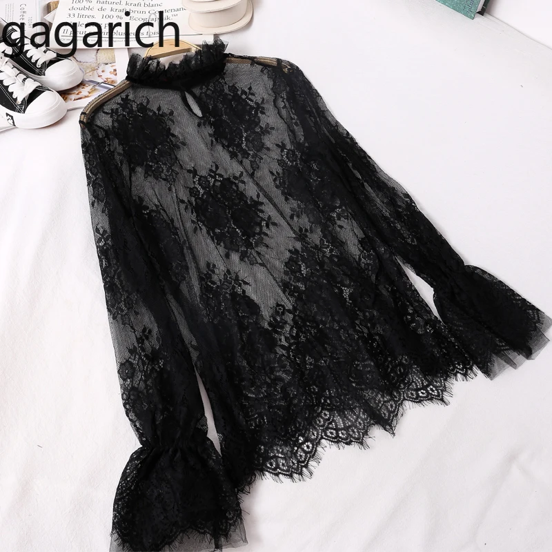Gagarich женская рубашка осень зима новый вязаный пуловер с вырезами сетчатый топ