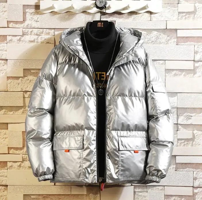 

New High Quality Winter Jacket Men Clothes Fashion Coat Fabrics Waterproof Silver Coat Male Jacket Parka