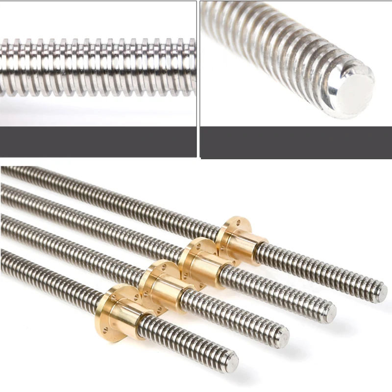 1pc T12 Lead Screw 100 150 200 250 300 350 400 450 500 600 mm Pich 2 4 8 12 304 Trapezoidal With Brass Nut |