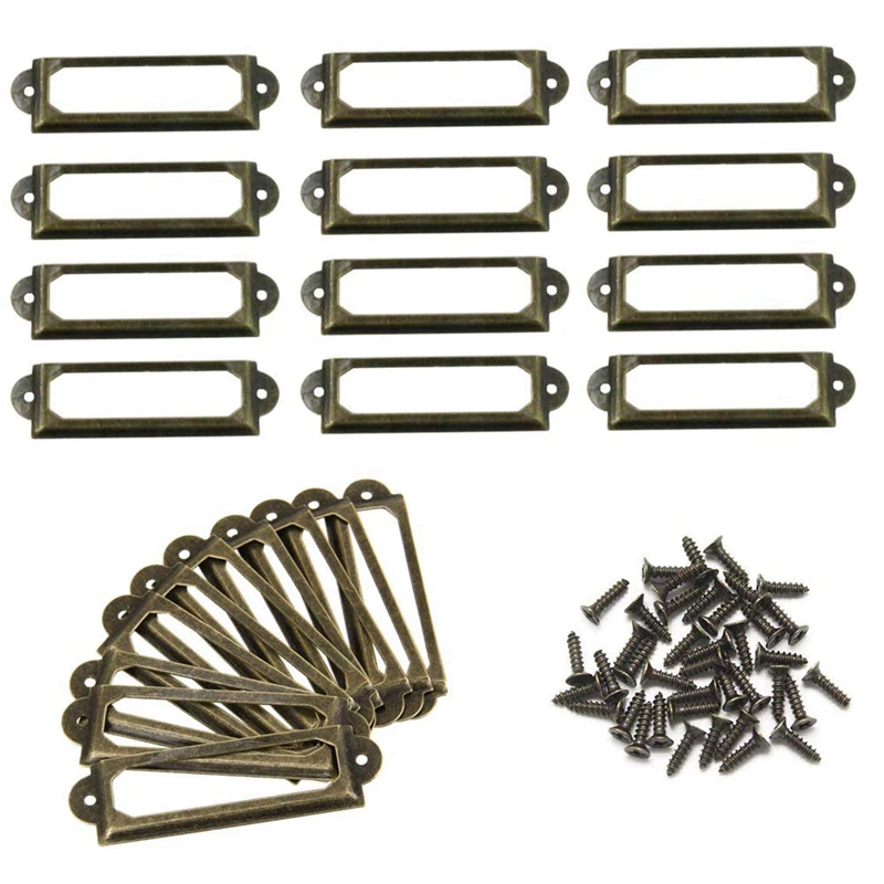 100 шт античный металлический ярлык ящика Тяговая рама ручка имя файла держатель