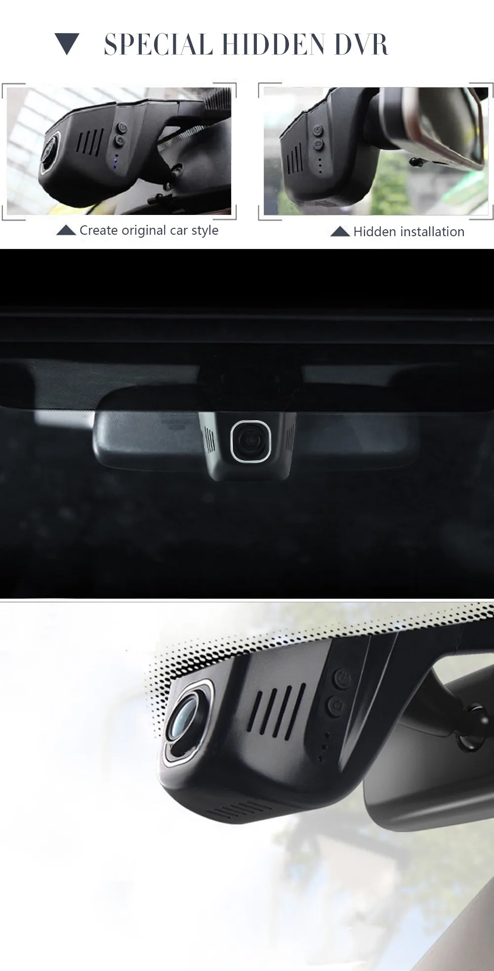 Универсальный Wifi DVR для Toyota/Chevrolet/Ford/Nissan/Kia/hyundai регулируемый угол управления с помощью приложения две Камеры дополнительно