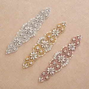 Свадебная аппликация SESTHFAR с кристаллами Стразы Свадебный Пояс серебряные розовые золотые Пришивные аксессуары для свадебного платья