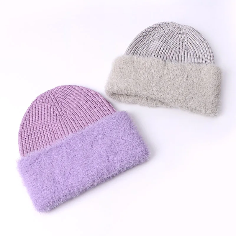 Зимняя вязаная шапка облегающая для женщин и мужчин уличная Толстая Лыжная с