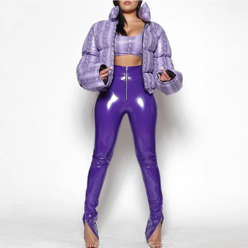 Фиолетовая парка зимние куртки для женщин плюс размер утолщенная теплая