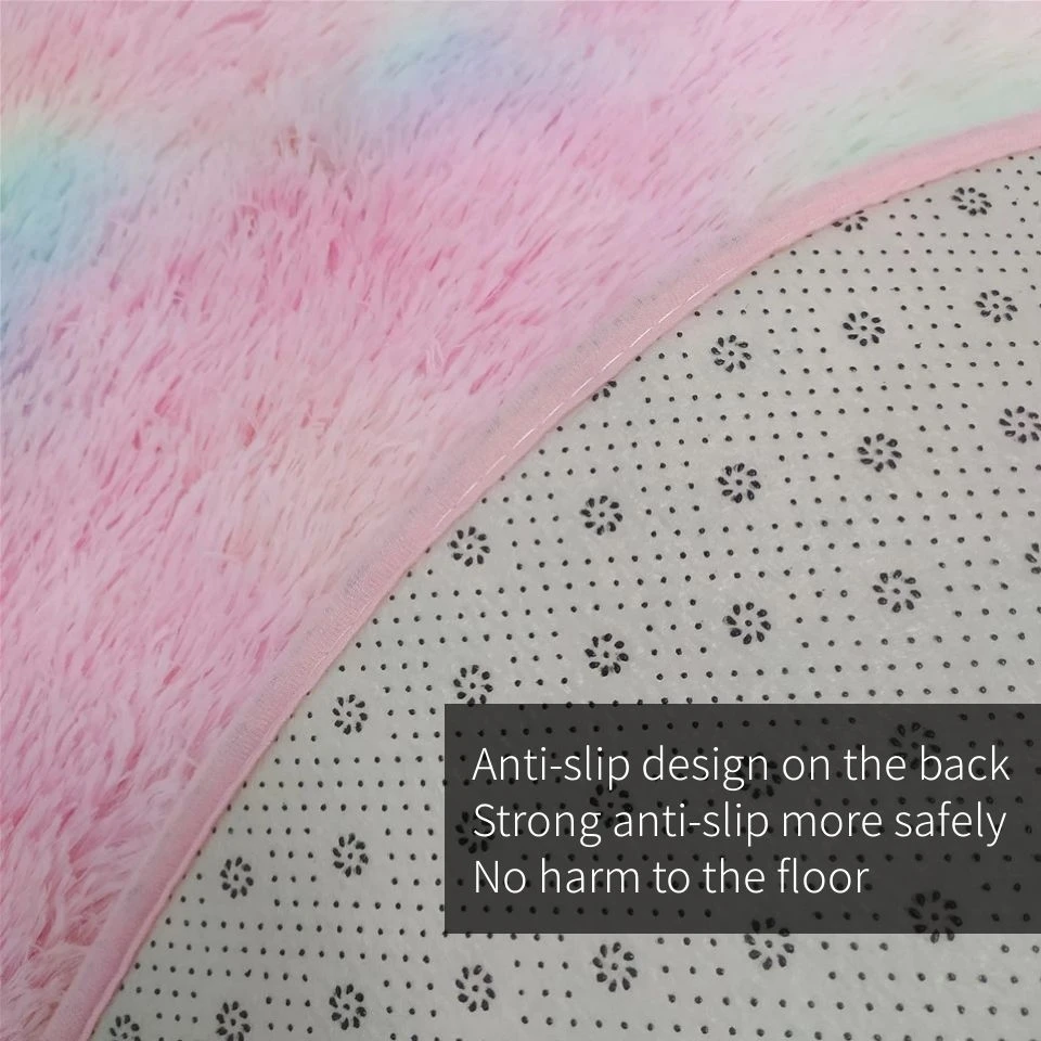 

Colorful Carpet Shaggy Girl Room Bedside Rugs Cute Rainbow Color Soft Fluffy Plush Rug For Bedroom Nordic Home Decor