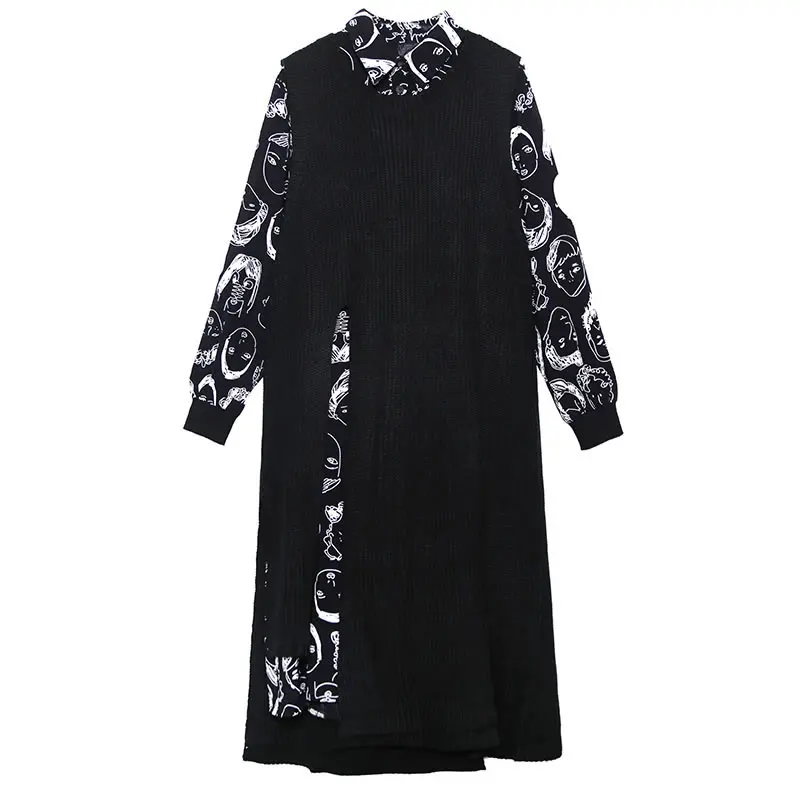 Женское платье-двойка XITAO Осеннее Повседневное платье с разрезом на одной груди