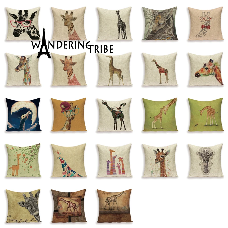 Наволочка с мультяшным оленем в стиле кантри жираф животное наволочка для дивана