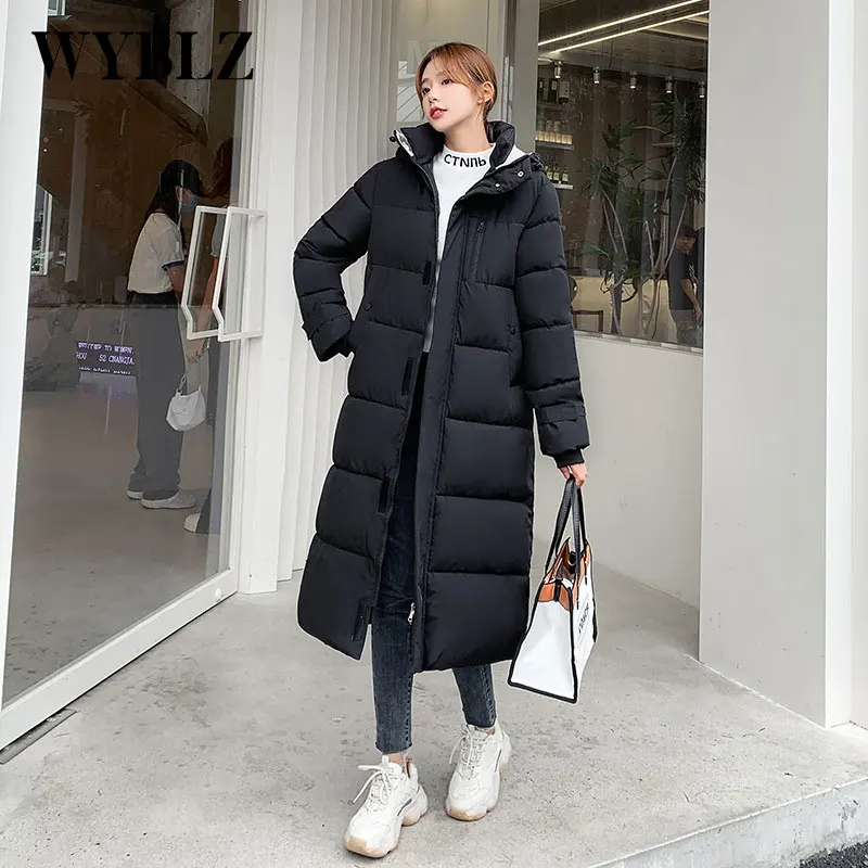WYBLZ Winter Down Cotton-padded Long Jacket Korean Fashion Women's Coat Windbreaker Jackets Female Thick Warm Down Padded Jacket