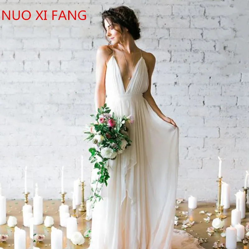 NUOXIFANG простые свадебные платья в стиле бохо пляжные 2020 Robe de mariee сексуальное