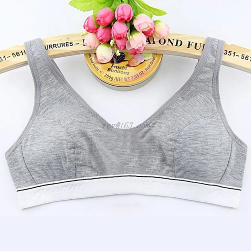 Женский подростковый хлопковый спортивный бюстгальтер пуш ап без косточек