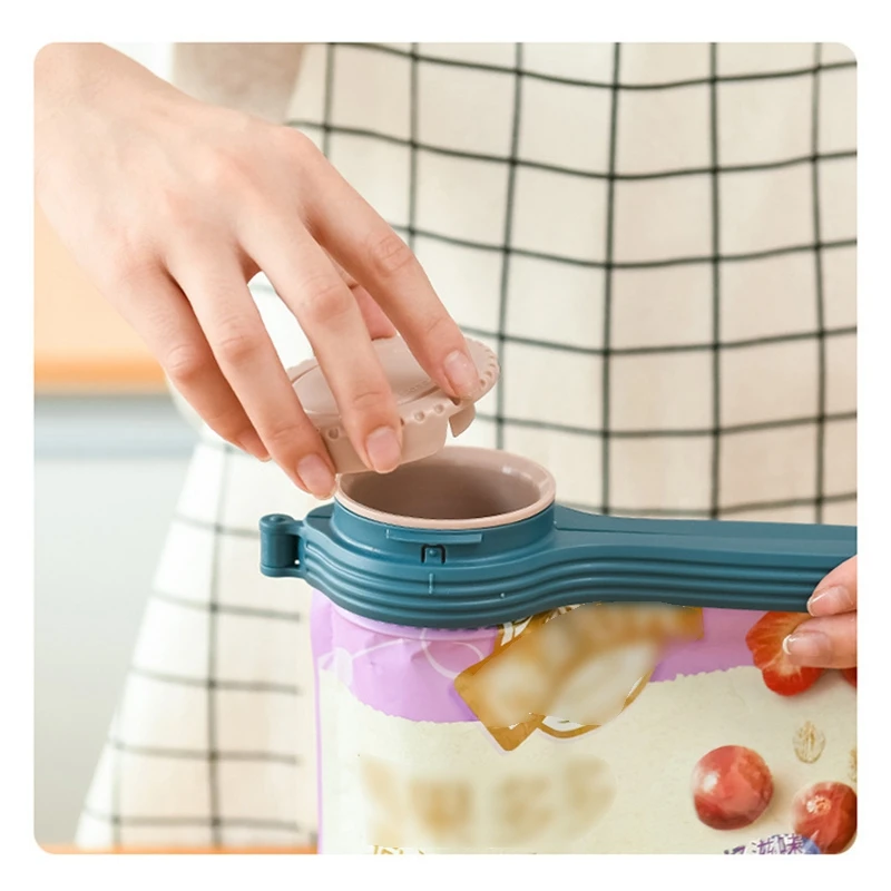 Paquete de 4 Clips para bolsas con boquilla para alimentos, Clips de sellado de patatas fritas, Clip para organizaci&oacute;n de paquetes y bolsas con tapa-0