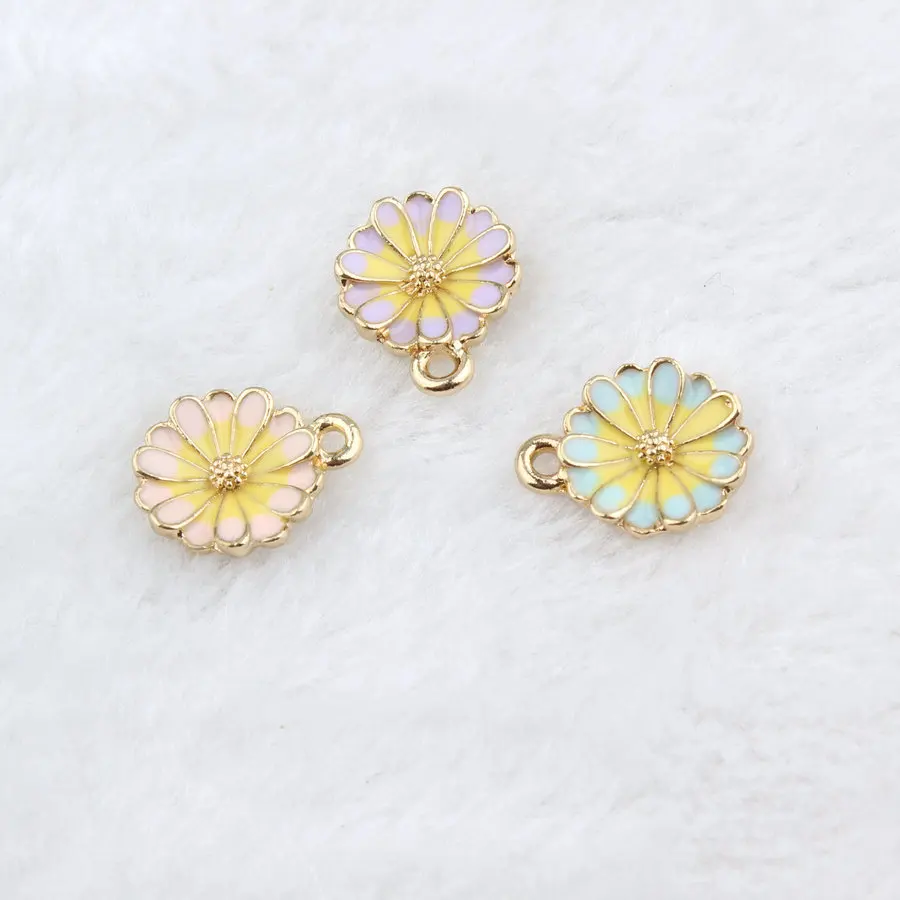 

10pcs/lot drip oil gradient color daisy flower alloy jewelry accessories DIY earrings necklace hair accessories pendant material
