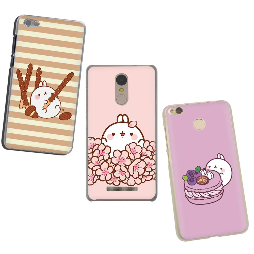 EWAU kawaii чай с Molang кекс жесткий чехол для телефона для Xiaomi Redmi Note 4 4X5 6 7 8 pro 5A Prime