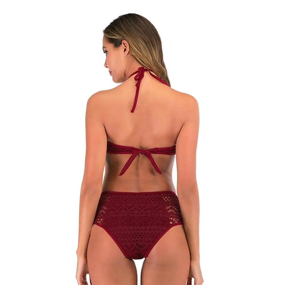 

2ps Swimsuit Women Lace Up Hollow Out Swimwear Push Up Bikini Bathing Suit Women Sexy Bandage Low Waist Ladies Swimming Costume