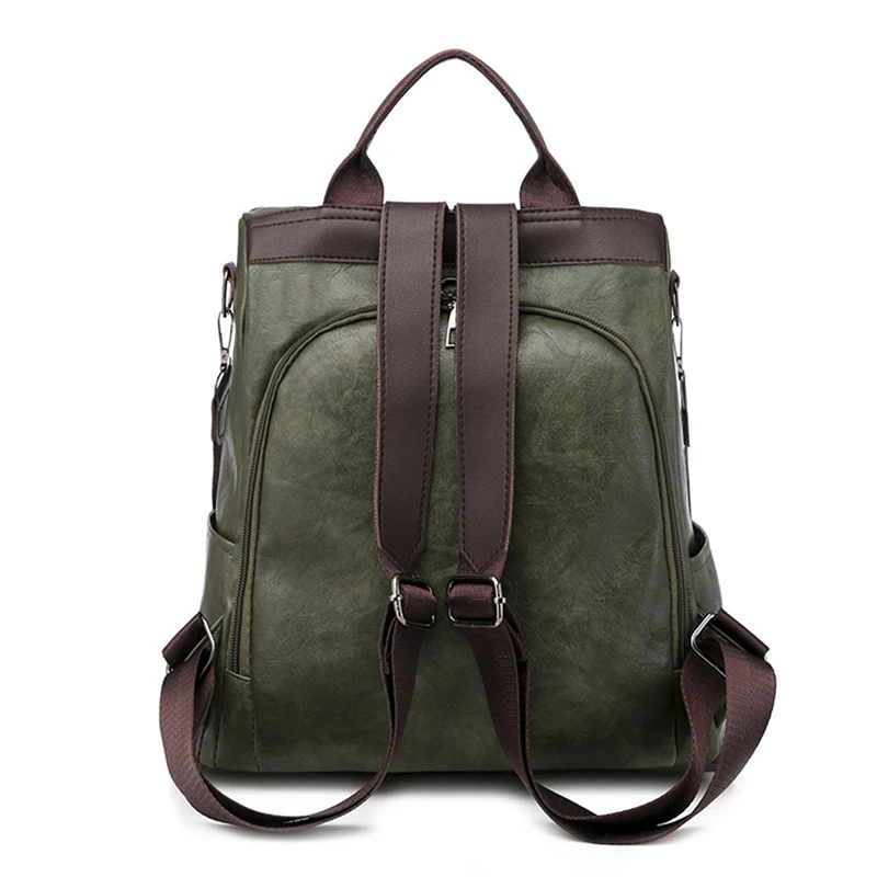 

3 In 1 Retro Backpack Women PU Leather School Bags For Teenage Girls Anti-theft Ladies Shoulder Bags Simple Travel Backpack